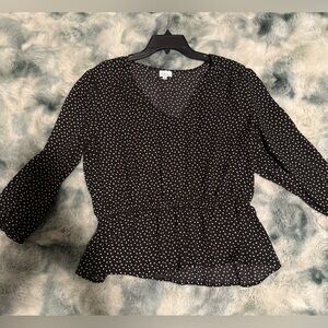 Madison & Berkeley Black Top with Cream Dots